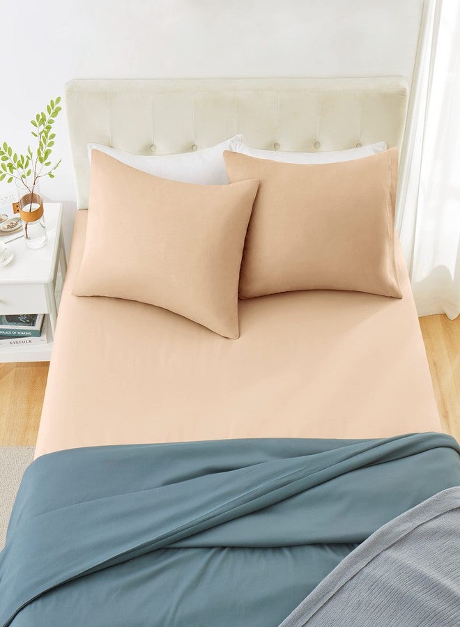 MILVOWOC 2Pcs Brushed Microfiber Standard Pillowcases - 20 x 26 Inch, Camel Pillow Case Set Non Slip Envelope Pillow Cover with Moisture Absorption and Anti-Wrinkle - Image 4